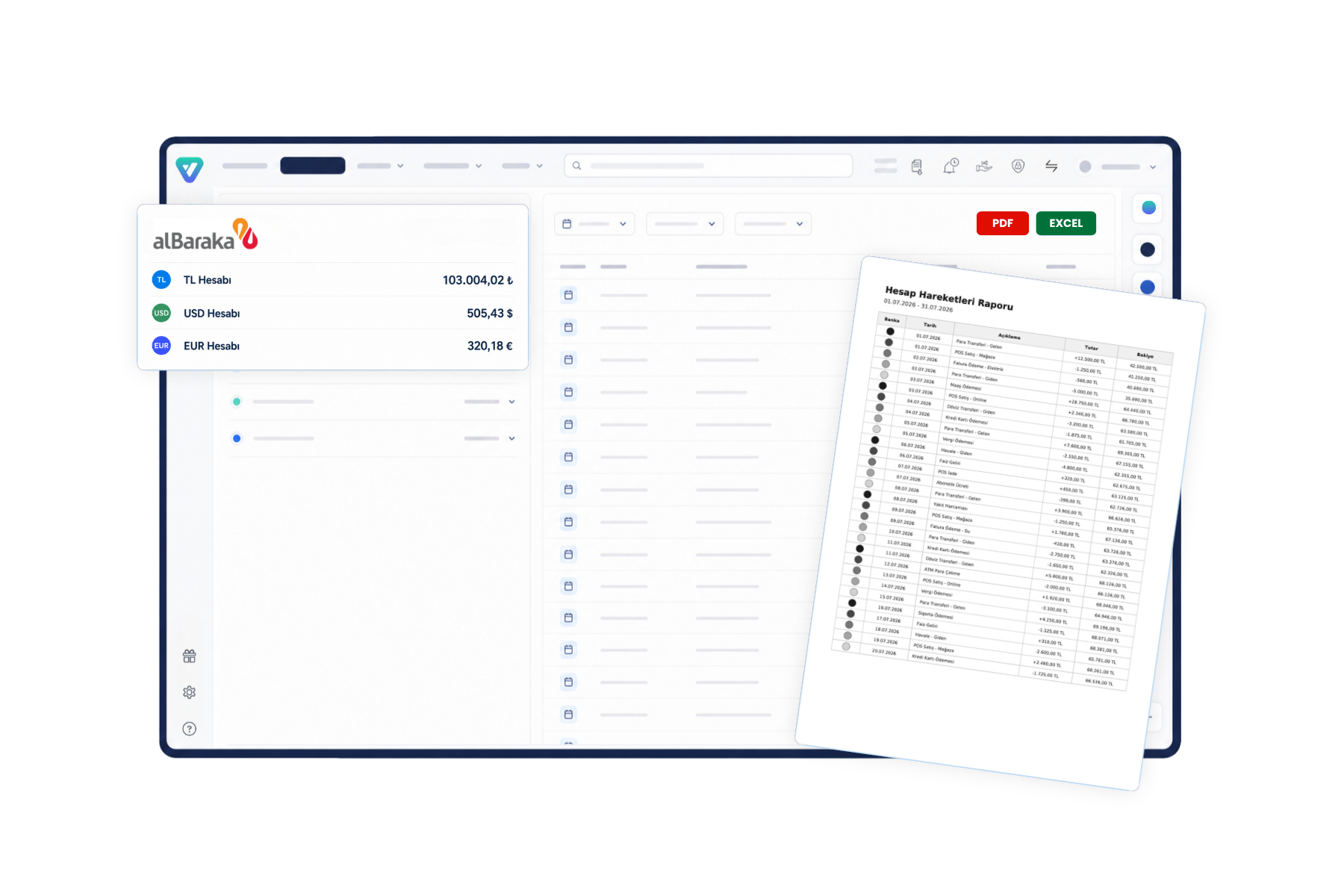 Banka hesap hareketleri tek tip pdf excel çıktı almak